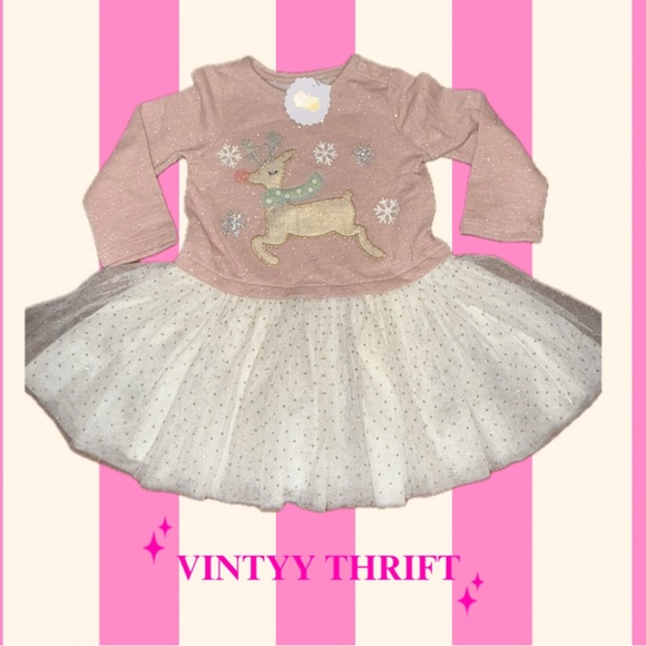 Mud Pie Other - NWT “Mudpie” “Rudolph” Winter Sweater Top Dress with Tulle Skirt, Size 12-18m